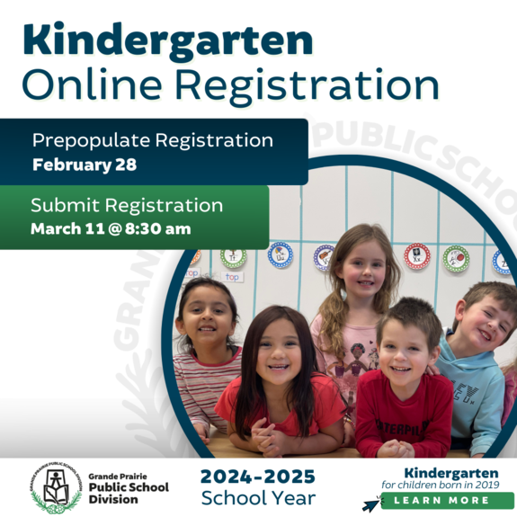 kindergarten Registration image saying start registration Feb 28 and submit forms march 11